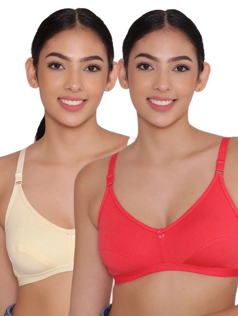 women multicolored solid set of 2 regular bra