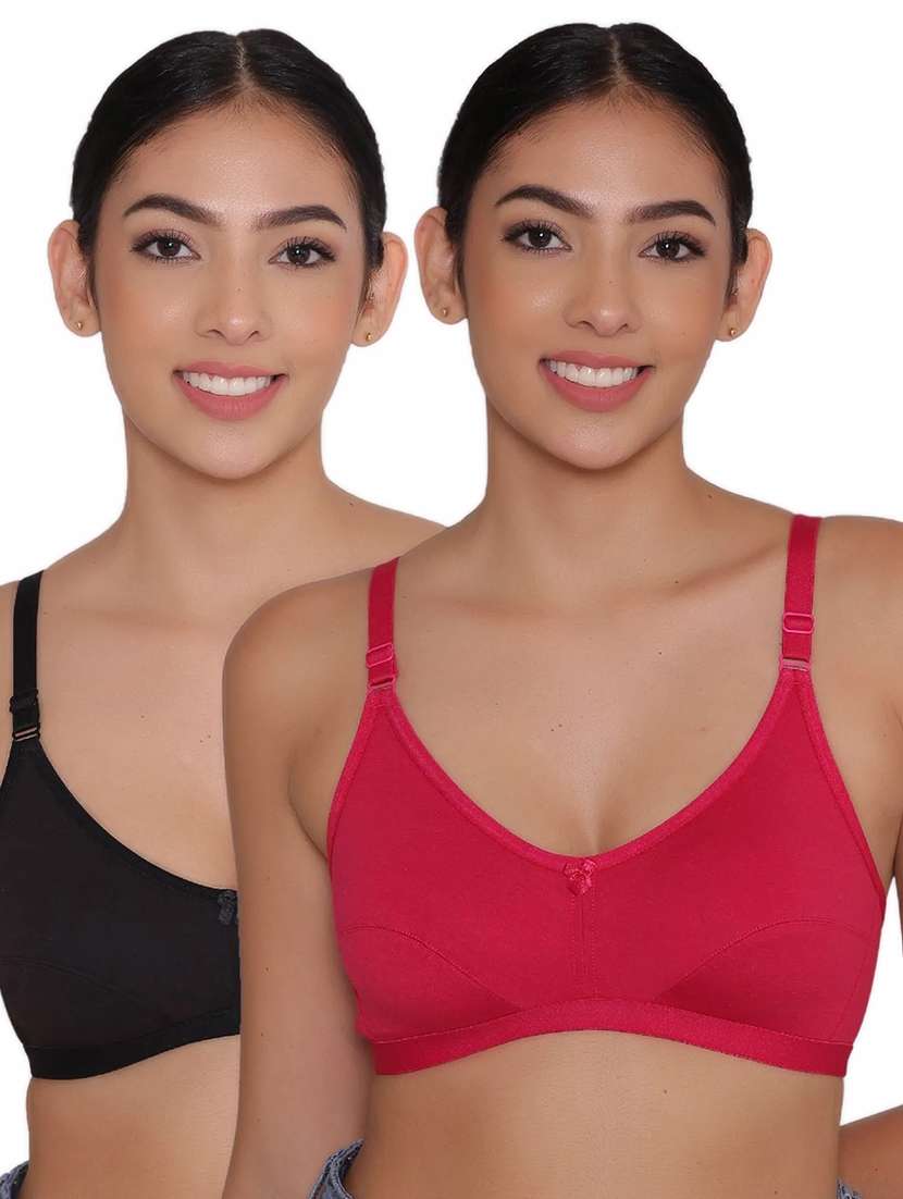 women multicolored solid set of 2 regular bra