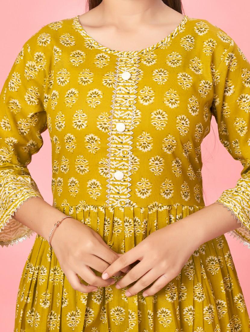 girls three quarter sleeve printed flared kurta - 21357120 - Standard Image - 3