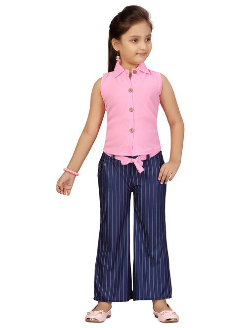 girls pink stripes printed full length set - 21357152 - Standard Image - 0