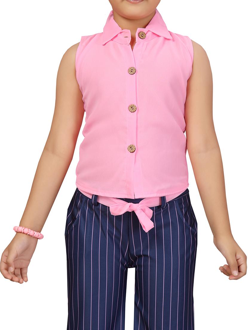 girls pink stripes printed full length set - 21357152 - Standard Image - 3
