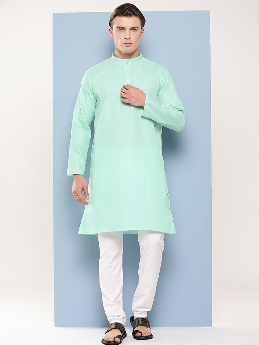 men mandarin neck solid long kurta - 21357322 - Zoom Image - 0