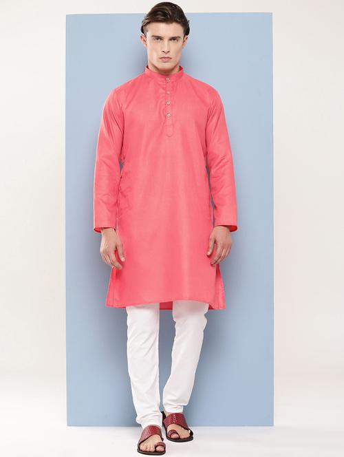 men mandarin neck solid long kurta - 21357323 - Standard Image - 0