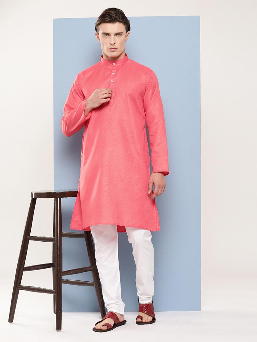 men mandarin neck solid long kurta - 21357323 - Standard Image - 3