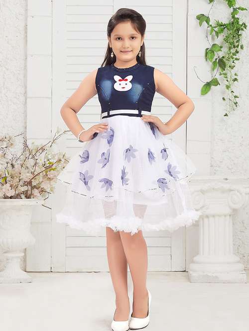 girls round neck self-designed frock - 21357445 -  Standard Image - 0
