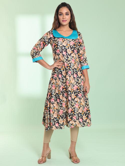 women three quarter sleeve a-line kurta - 21357904 - Standard Image - 0