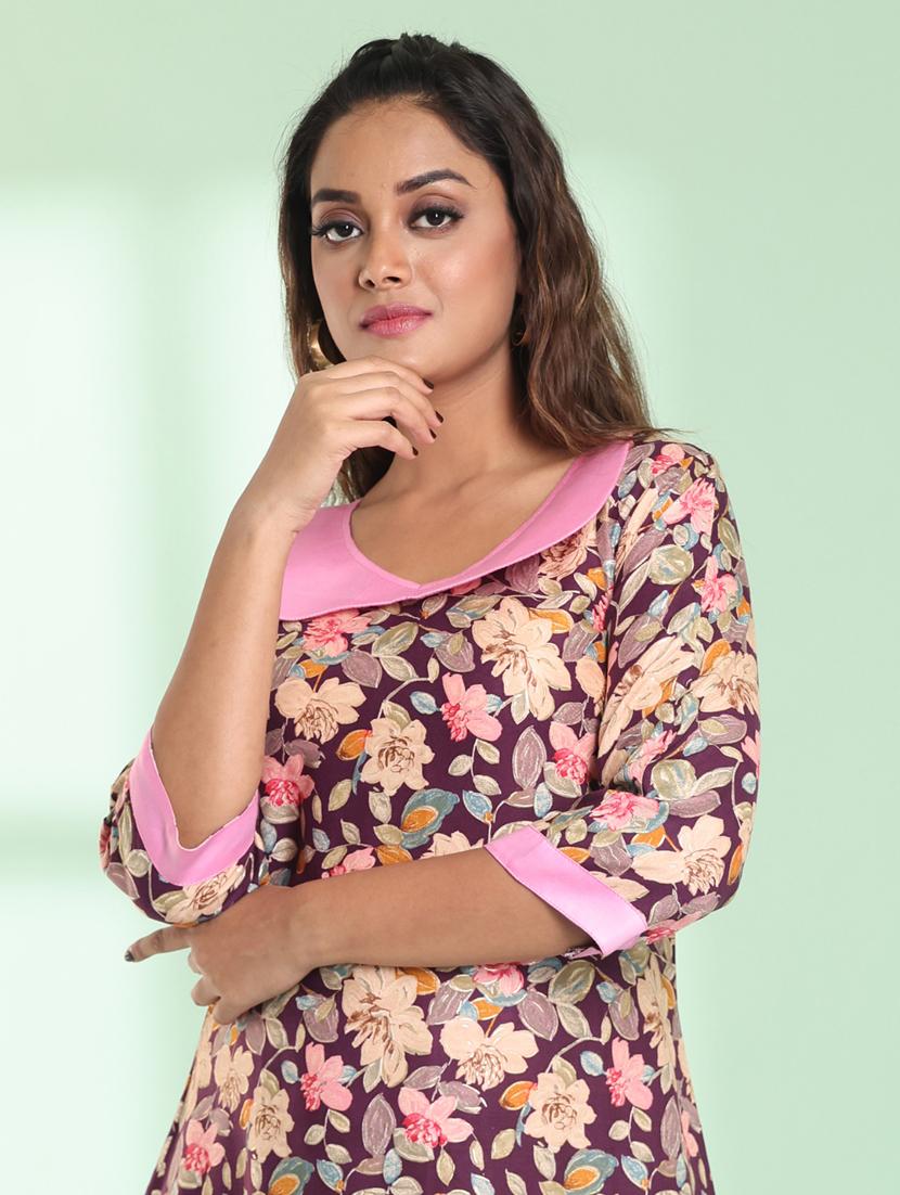 women three quarter sleeve a-line kurta - 21357905 - Standard Image - 3