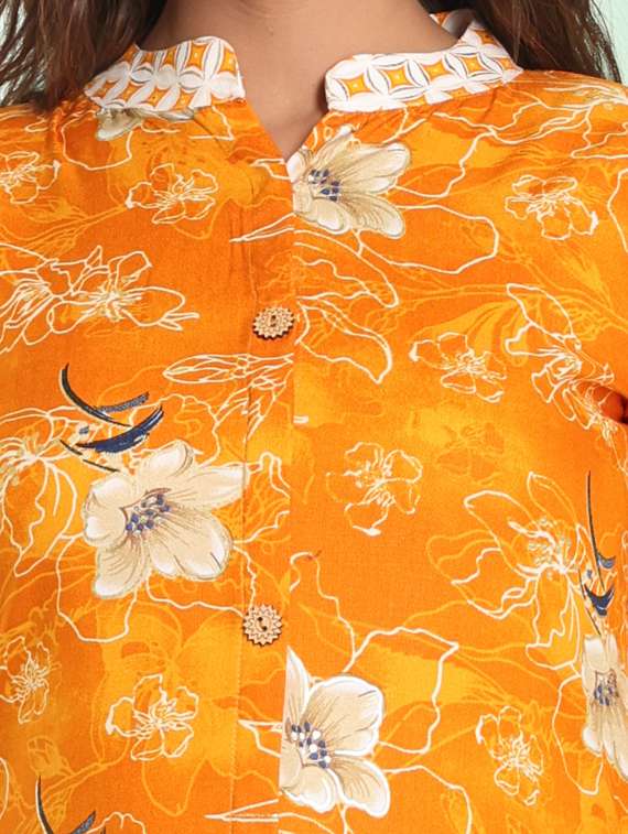 women mandarin neck kurta pant set - 21357918 -  Standard Image - 5