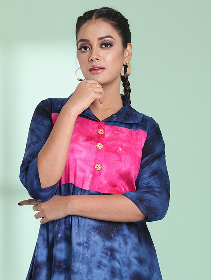 women shirt collar fit & flare ethnic dress - 21357923 - Standard Image - 3