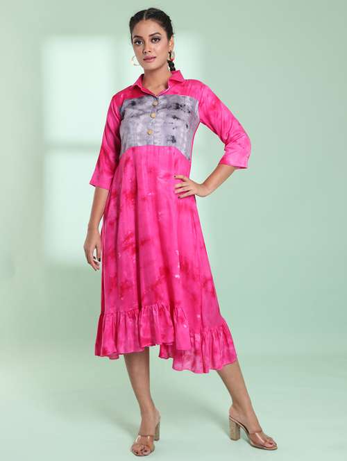 women shirt collar fit & flare ethnic dress - 21357924 -  Standard Image - 0