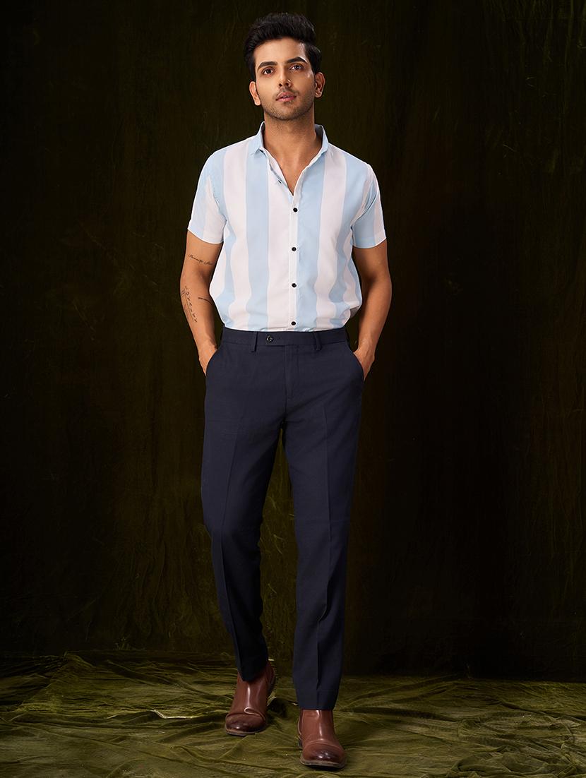 men striped cotton lycra casual shirt - 21360015 - Standard Image - 3