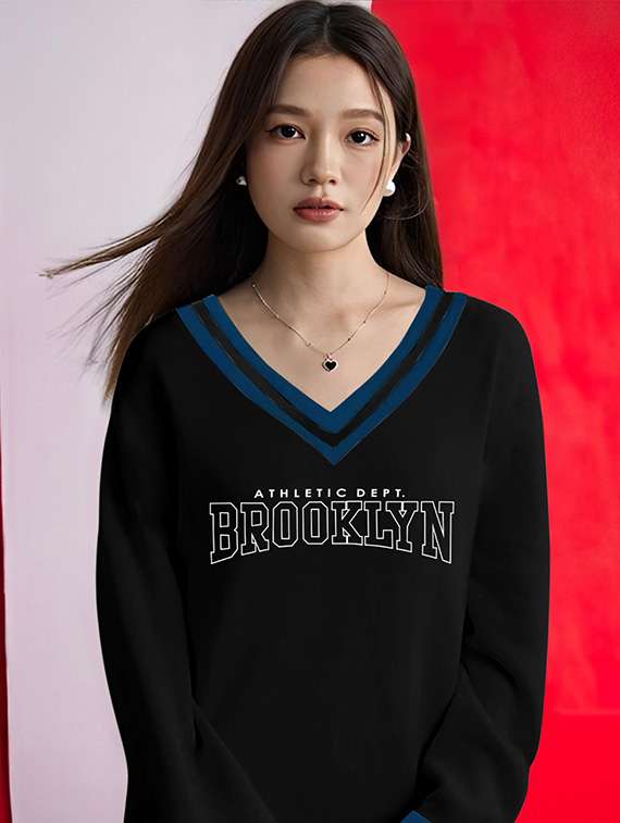 women v-neck typographic regular t-shirt - 21360038 - Standard Image - 3
