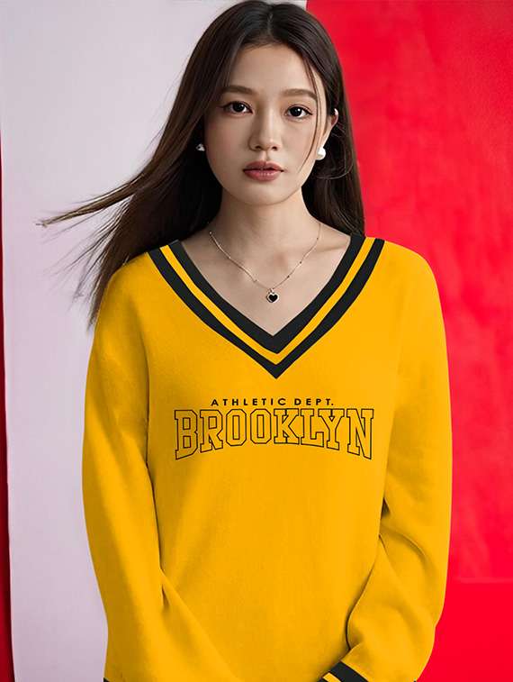 women v-neck typographic regular t-shirt - 21360044 -  Standard Image - 3