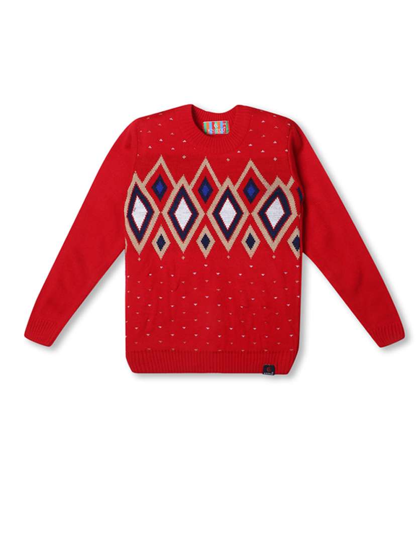 kids long sleeved self design sweater