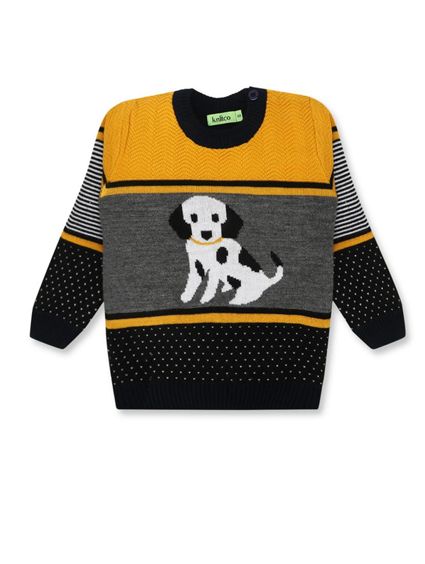 boys long sleeves self design sweater
