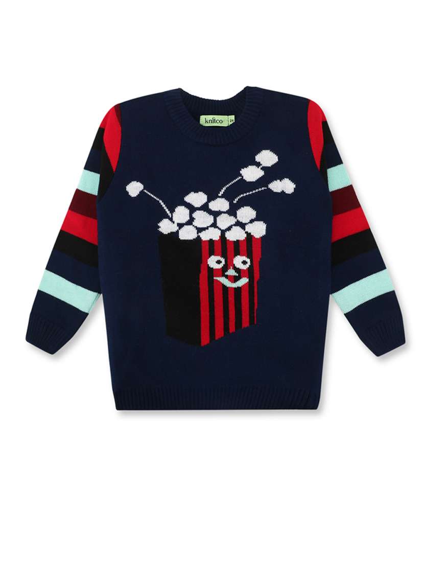 kids long sleeved self design sweater
