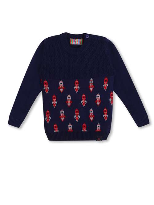 kids long sleeved self design sweater - 21360098 - Standard Image - 0