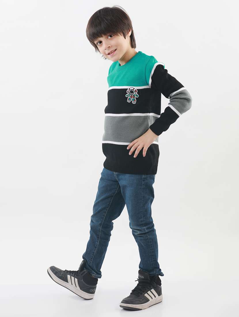 kids long sleeved color block sweater - 21360112 -  Standard Image - 3