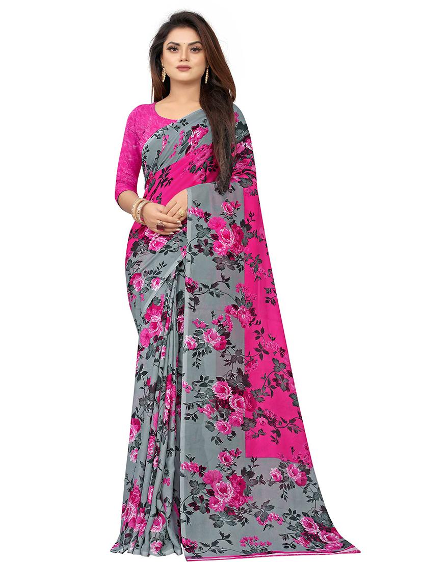 pink floral printed saree - 21360541 - Zoom Image - 0