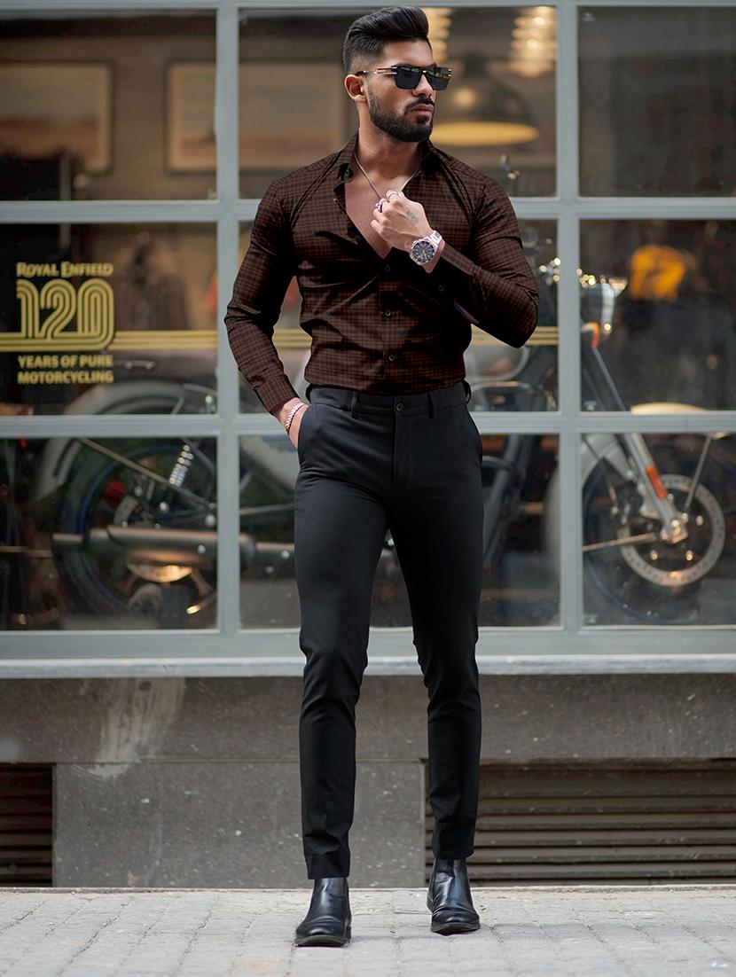 men long sleeved checkered casual shirt - 21361171 - Standard Image - 3