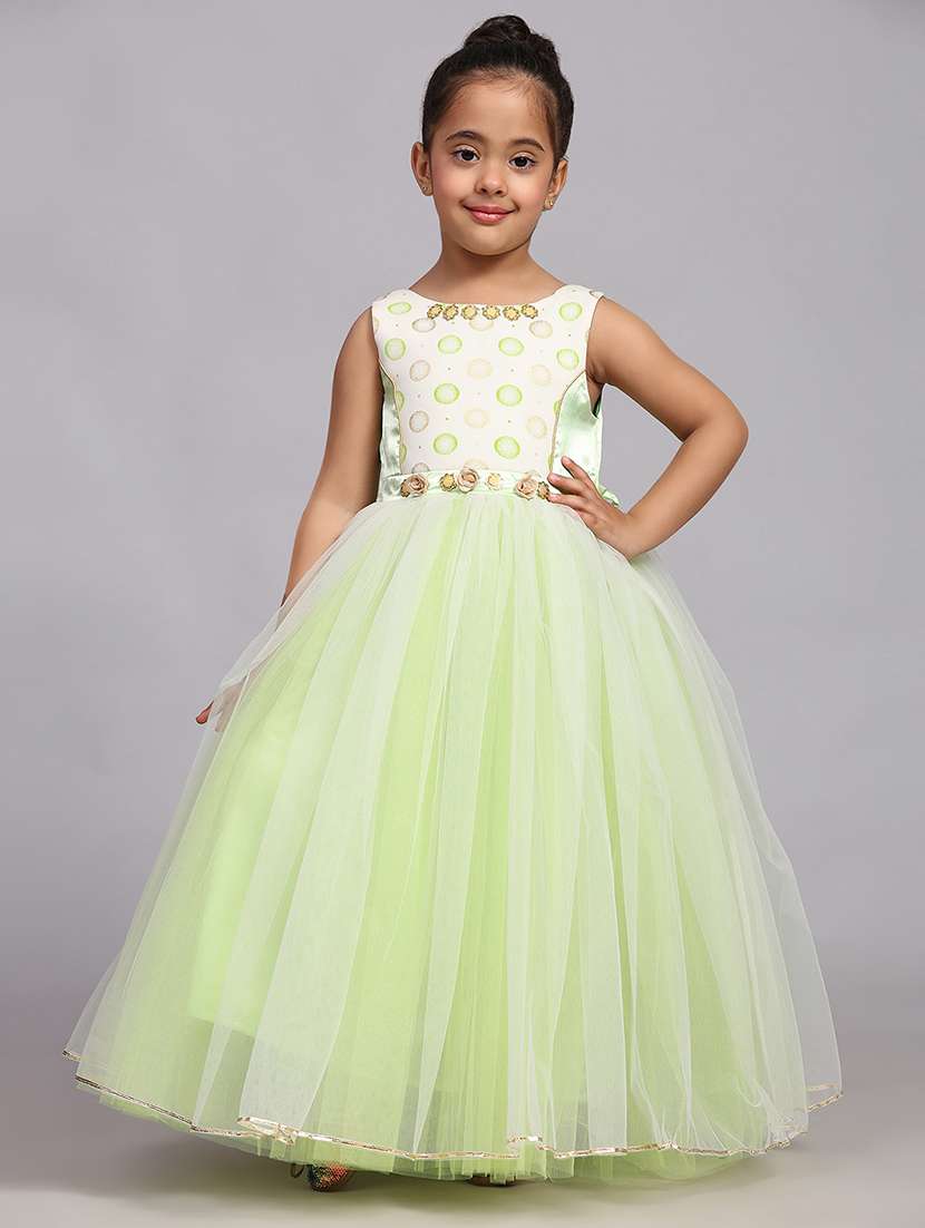 girls round neck net long frock