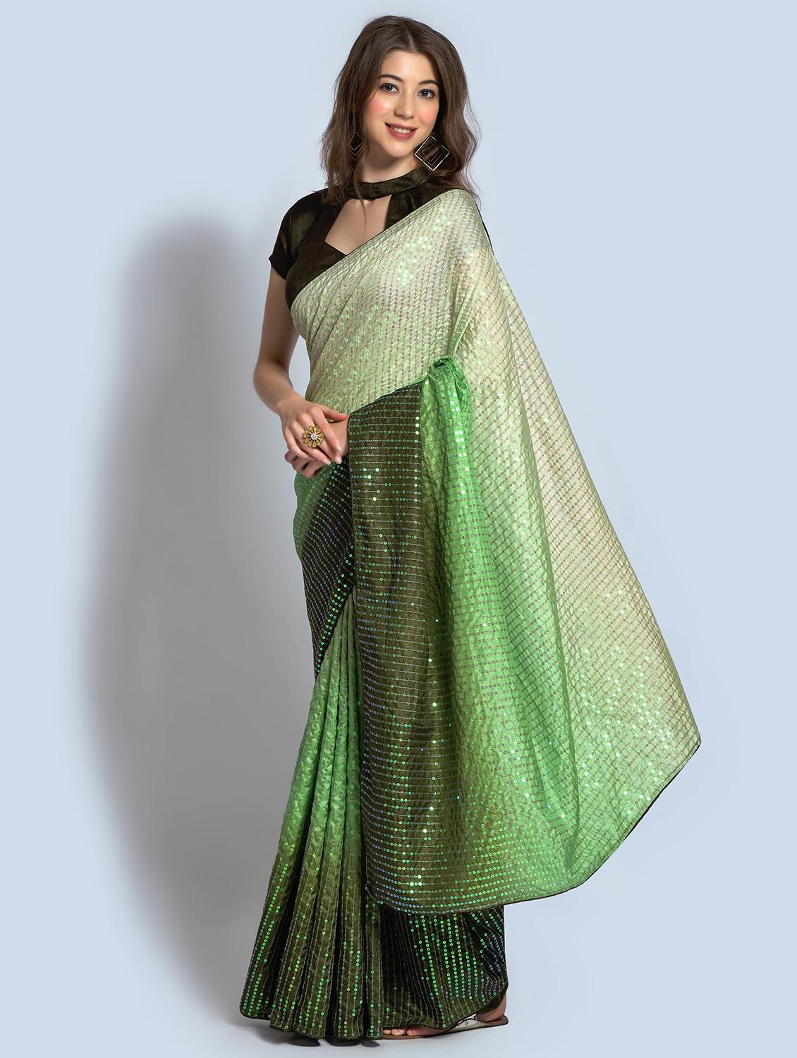 women ombre sequined work saree with blouse - 21363800 -  Zoom Image - 0
