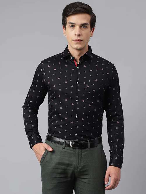 black printed formal shirt - 21363930 -  Standard Image - 0