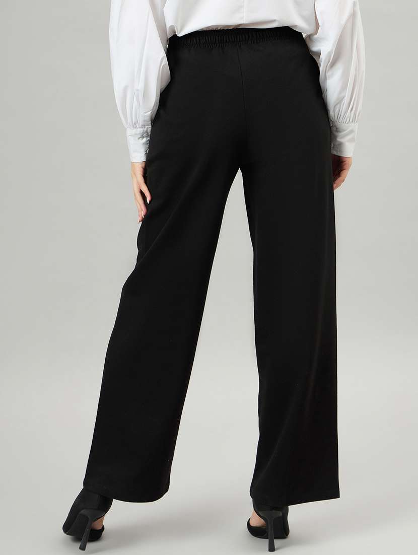 black cotton blend trousers - 21364007 -  Standard Image - 3