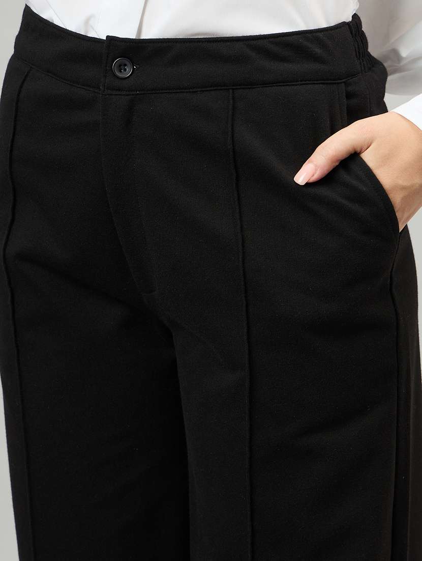 black cotton blend trousers - 21364007 -  Standard Image - 5