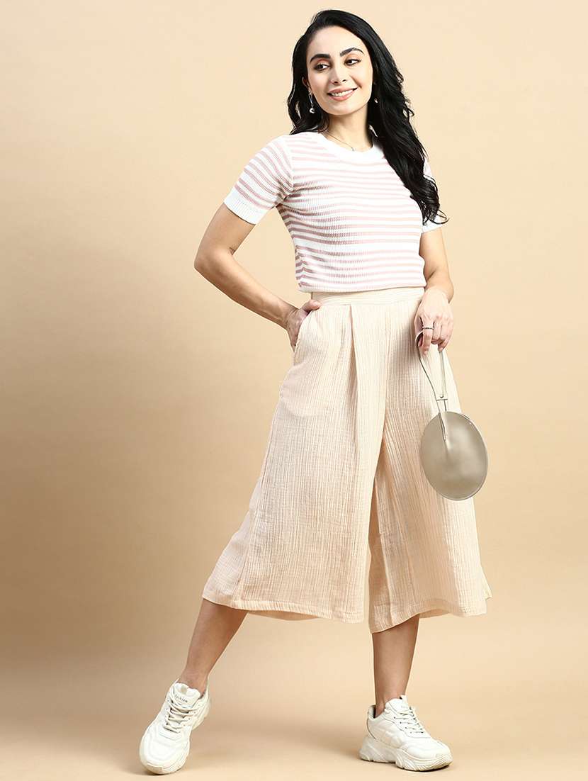 beige cotton culottes trouser - 21364370 -  Standard Image - 3