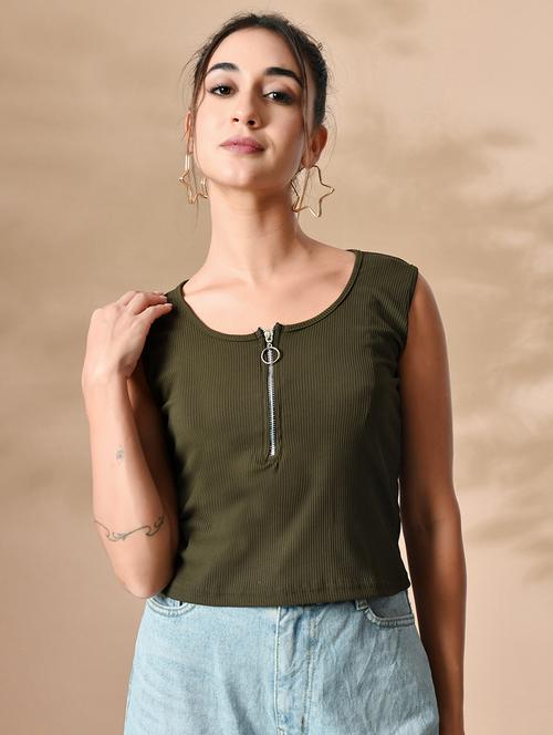 women solid sleeveless straight top - 21364512 - Standard Image - 0