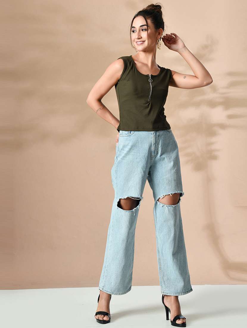 women solid sleeveless straight top - 21364512 - Standard Image - 5