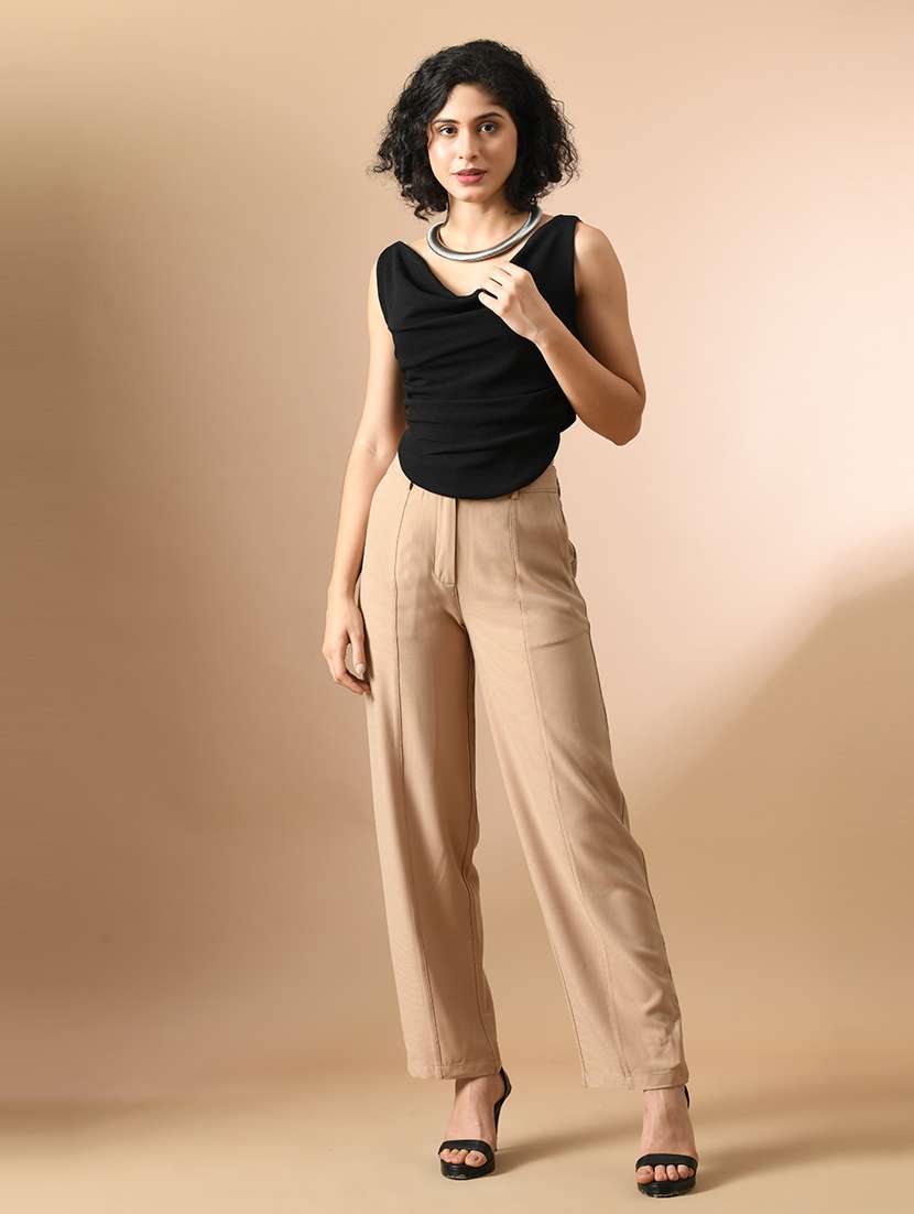 women solid cowl neck crop top - 21364525 -  Standard Image - 3