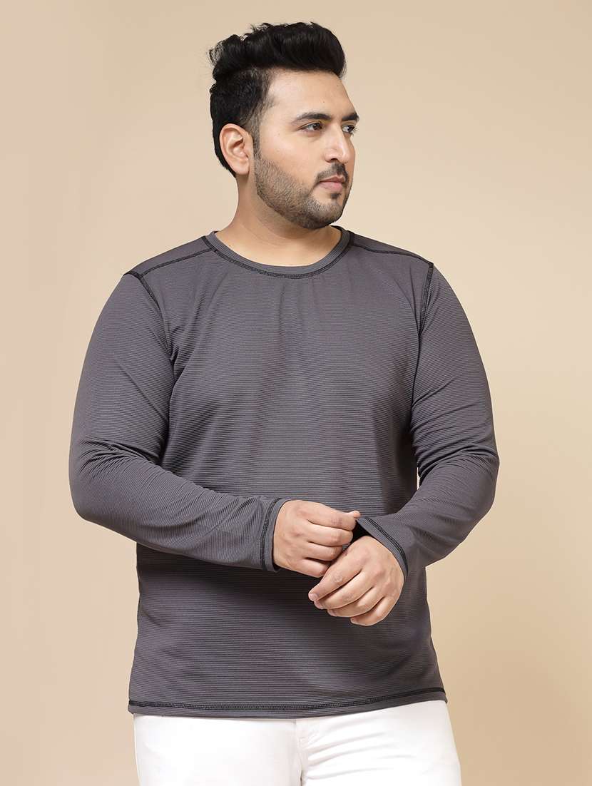 men solid round neck plus size t-shirt