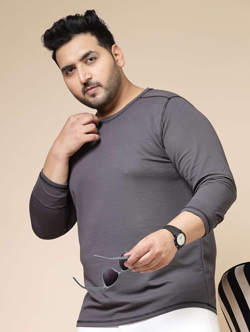 men solid round neck plus size t-shirt - 21364550 -  Standard Image - 3