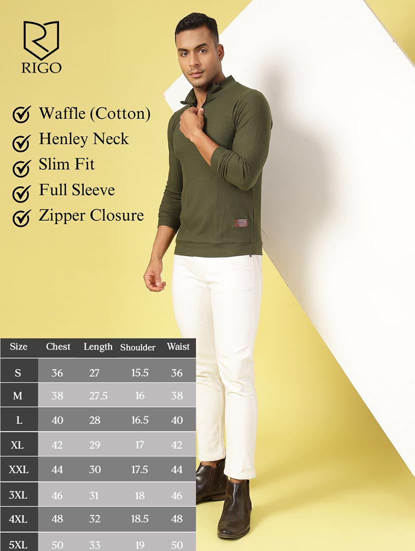 men olive green regular fit solid plus size t-shirt with stand collar - 21364558 - Standard Image - 3