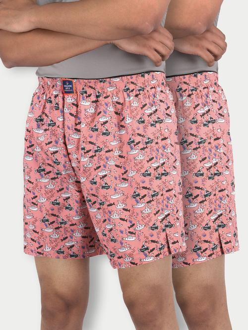 pack of 2 printed mid rise boxers - 21365144 - Standard Image - 0
