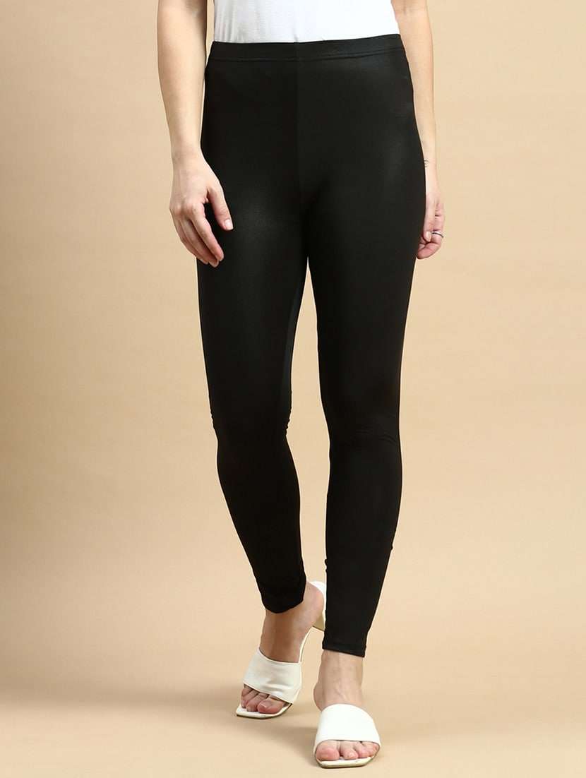 women high rise solid leggings - 21365256 -  Zoom Image - 0