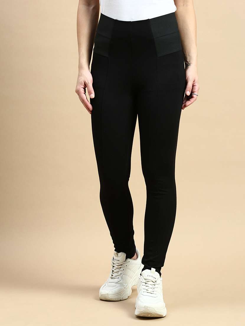 women high rise solid jeggings - 21365260 -  Zoom Image - 0