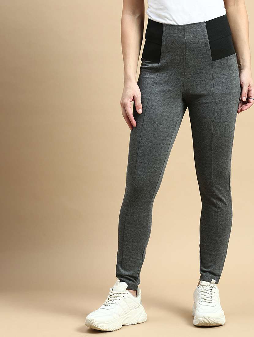 women high rise solid jeggings