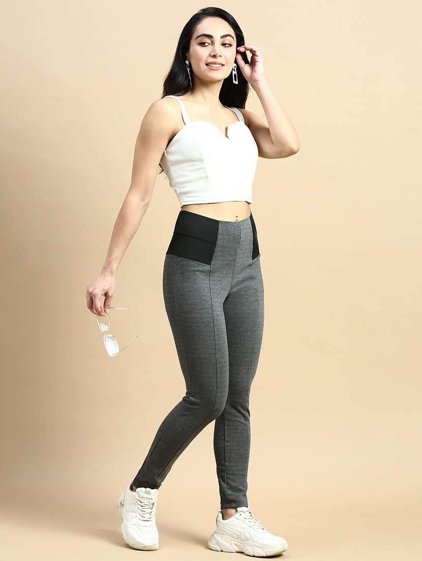 women high rise solid jeggings - 21365262 -  Standard Image - 3