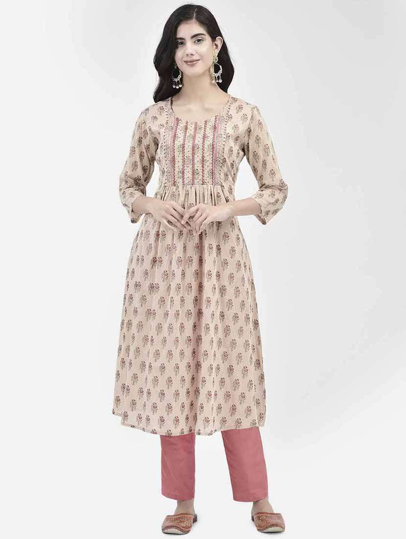 women three quarter sleeve a-line kurta