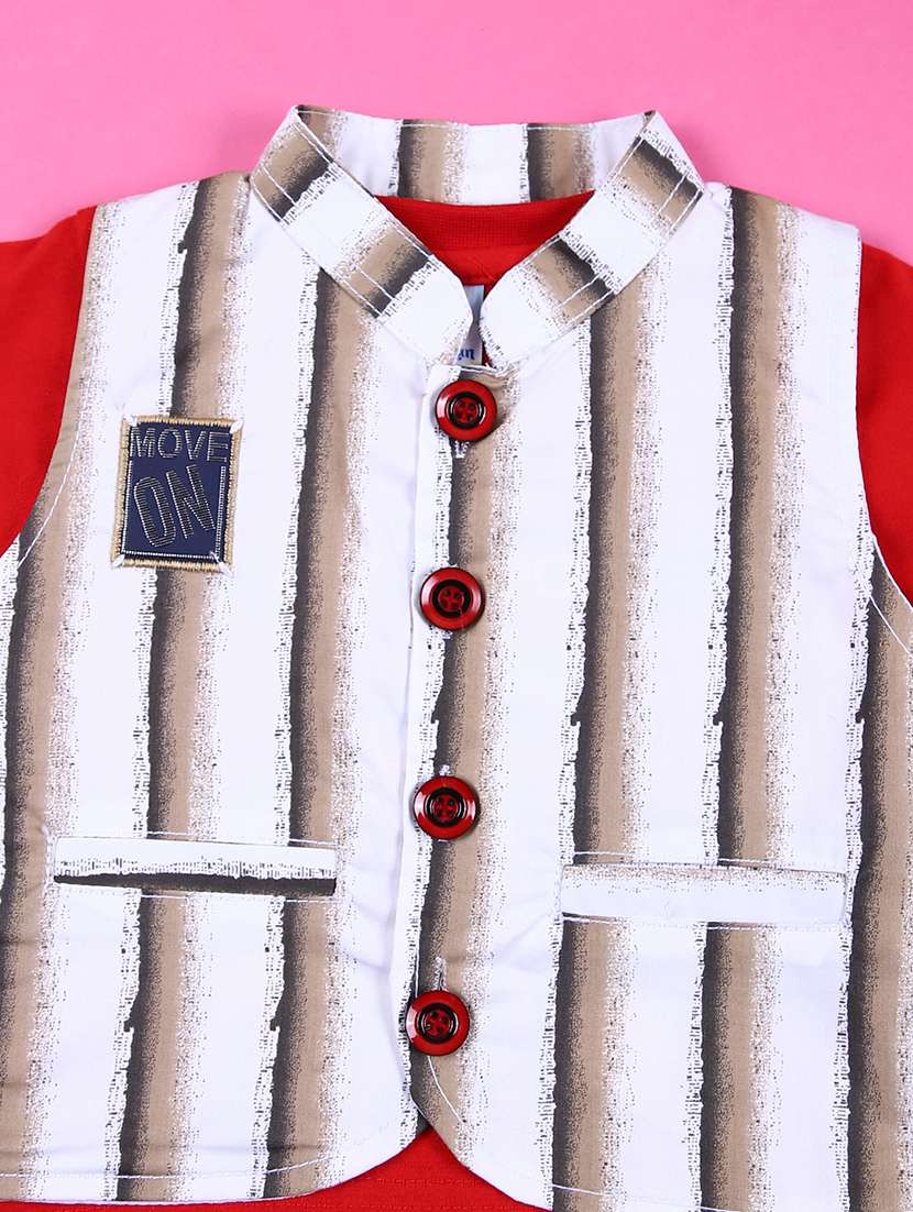 boys red printed shorts set - 21365434 -  Standard Image - 3