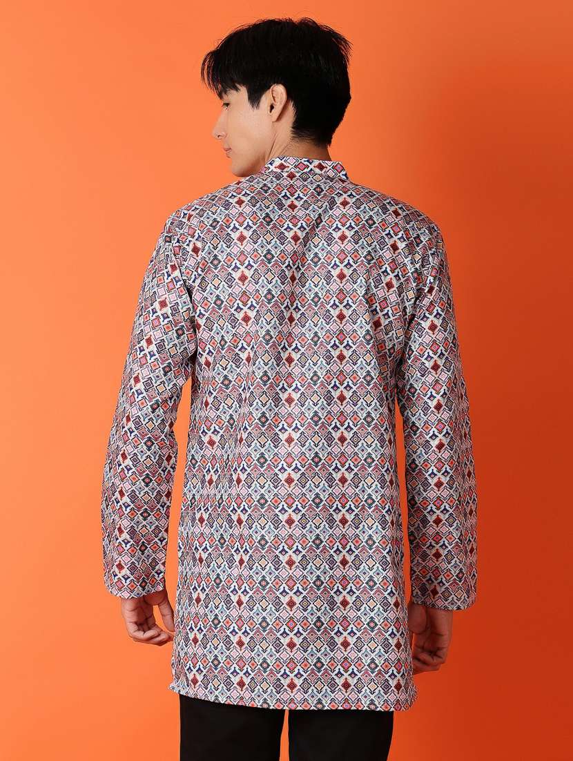 men multicolored printed long kurta - 21365481 -  Standard Image - 3