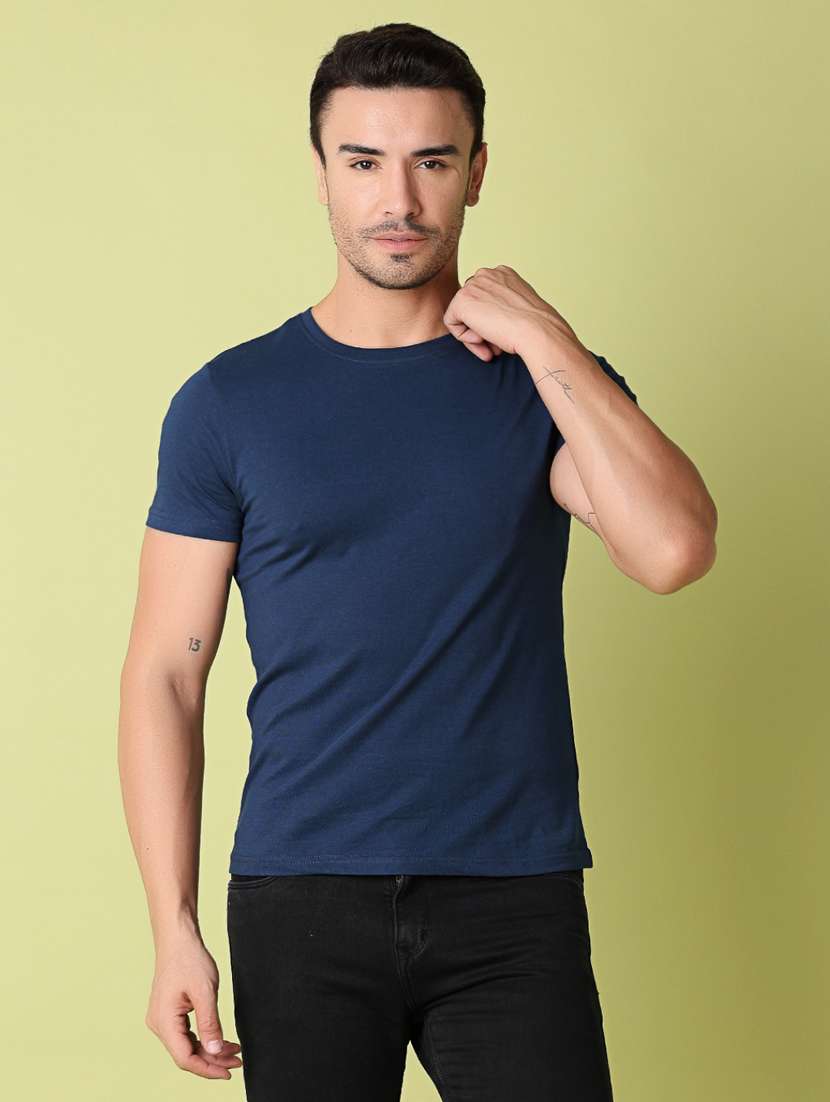 men solid round neck t-shirt