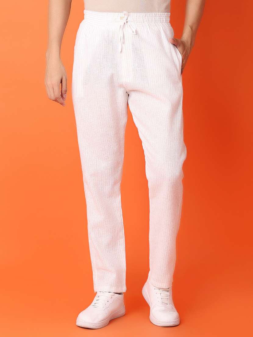 cream self-designed full length track pant