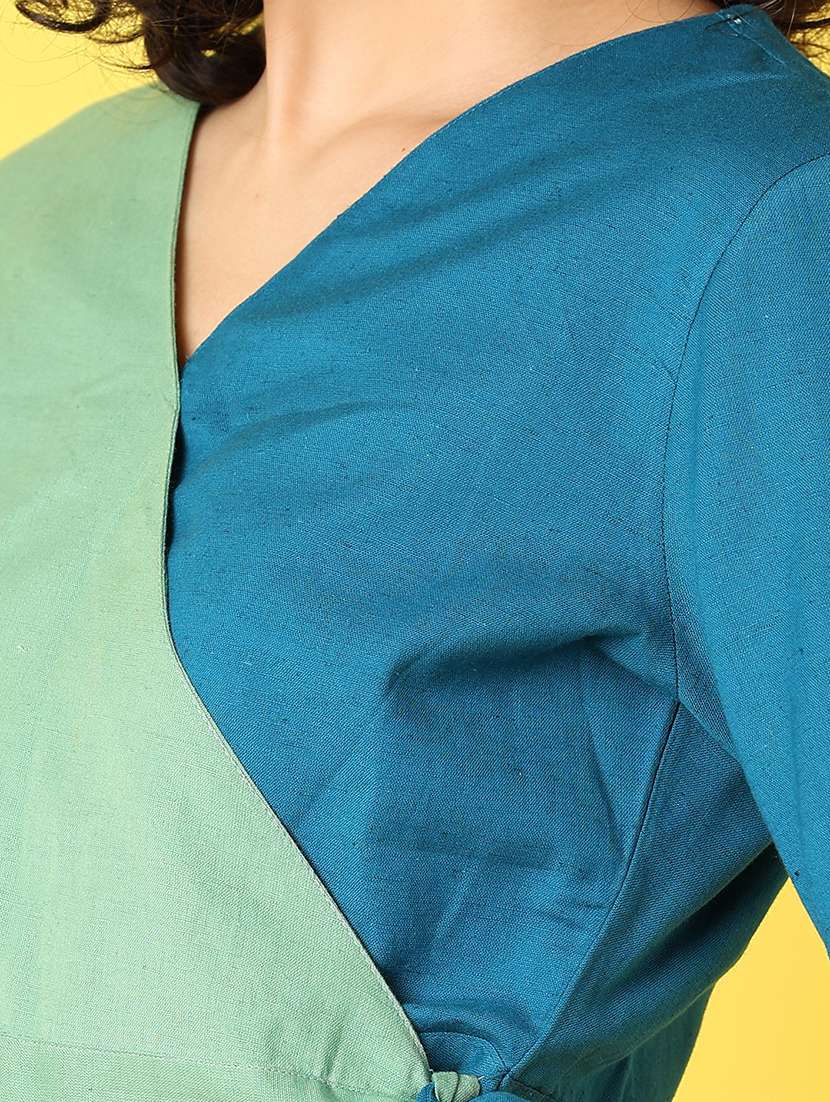 women green color block crop top - 21366129 -  Standard Image - 5