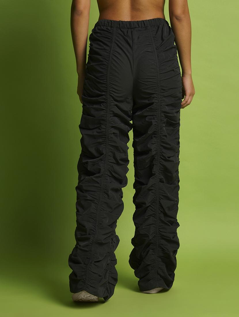 globus women grey mid rise elasticated waist with drawstring closure mid rise ruched loose fit trouser - 21366558 - Standard Image - 3