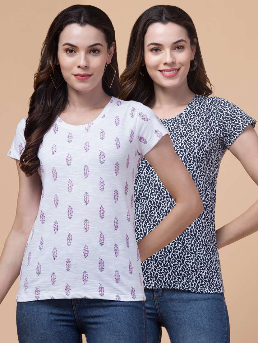 women pack of 2 round neck t-shirts - 21367199 -  Zoom Image - 0