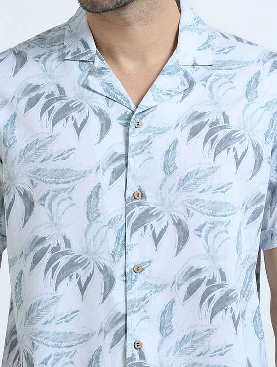 light blue printed cotton casual shirt - 21367385 - Standard Image - 5